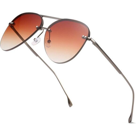 Women Aviator Sunglasses Rimless Oversized Gradient Mirrored UV Fashion main image 5